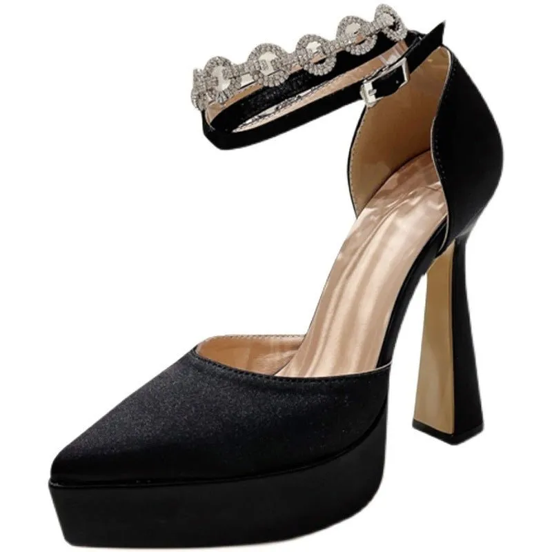 13cm Black Chunky Heel Shoes