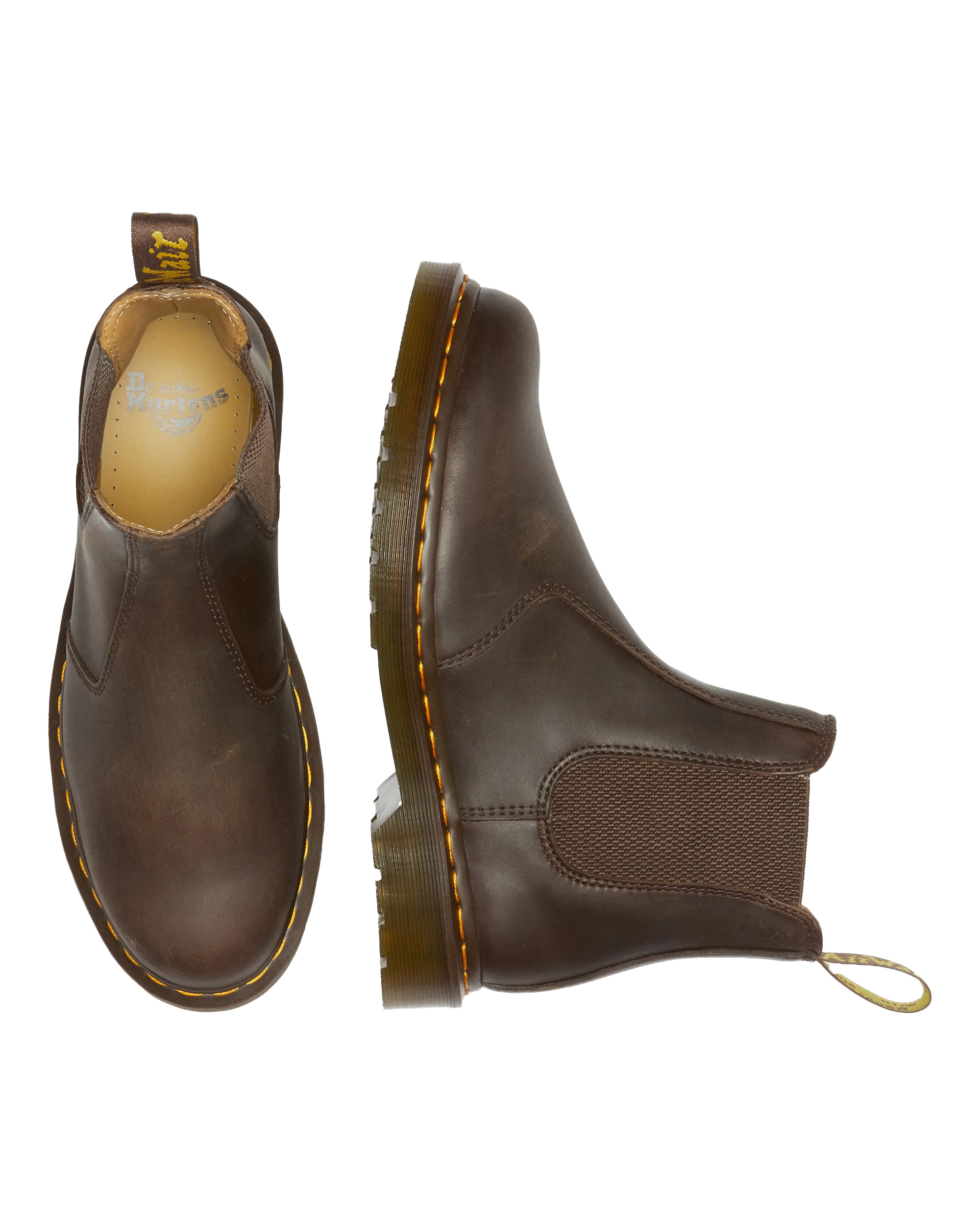 2976 Yellow Stitch Crazy Horse Chelsea Boot in Dark Brown