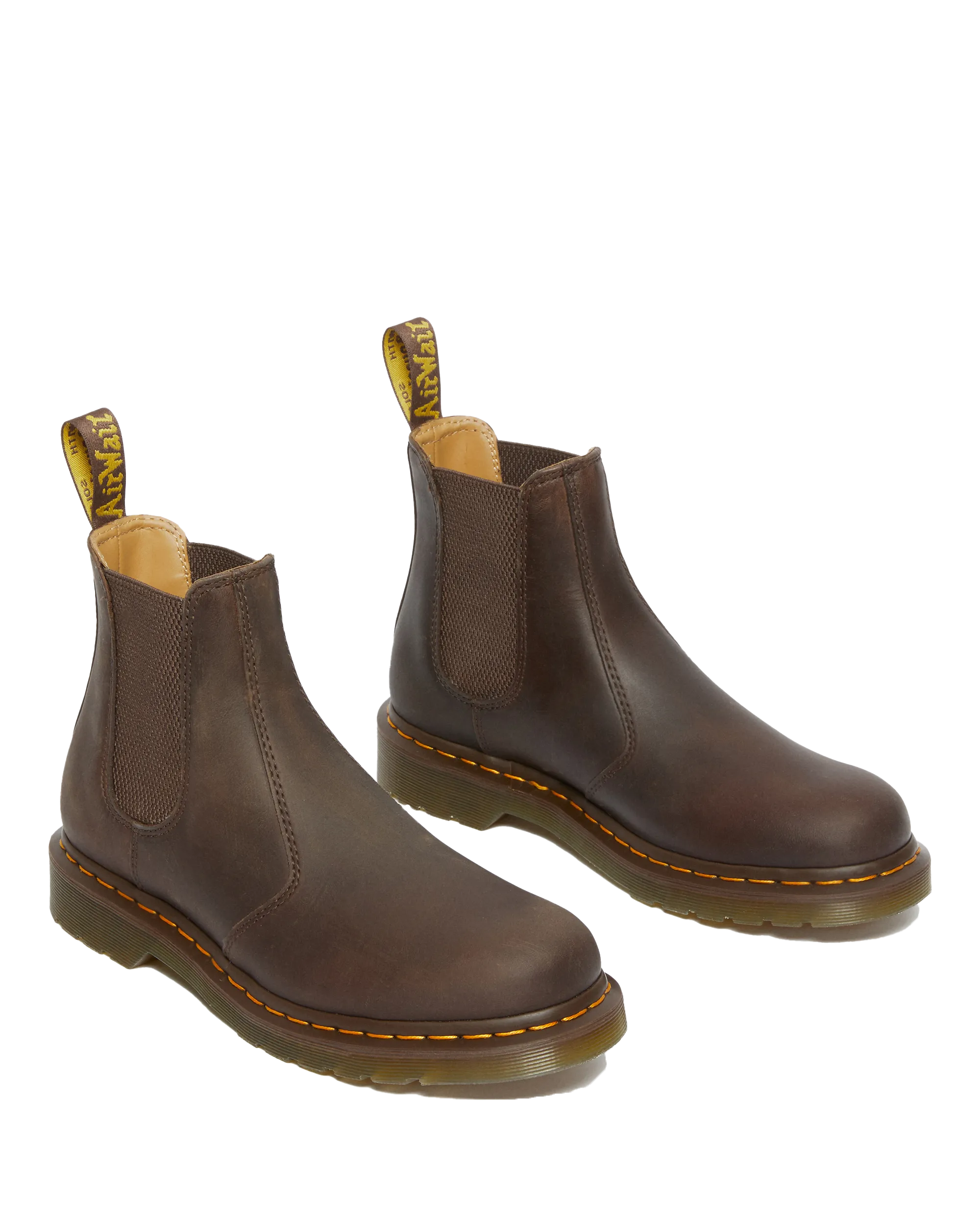 2976 Yellow Stitch Crazy Horse Chelsea Boot in Dark Brown