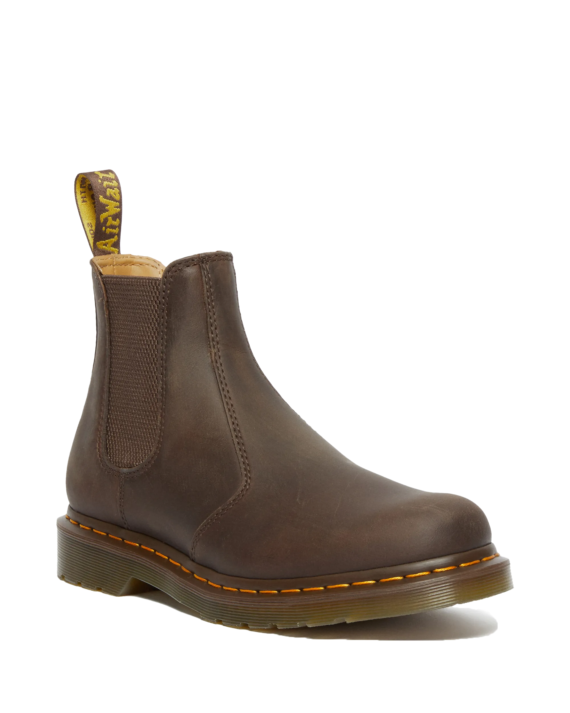 2976 Yellow Stitch Crazy Horse Chelsea Boot in Dark Brown