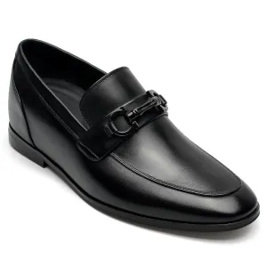 6 CM/2.36 Inches CMR CHAMARIPA Elevate Your Style with Height Increasing Black Calfskin Slip-On Loafers for Men