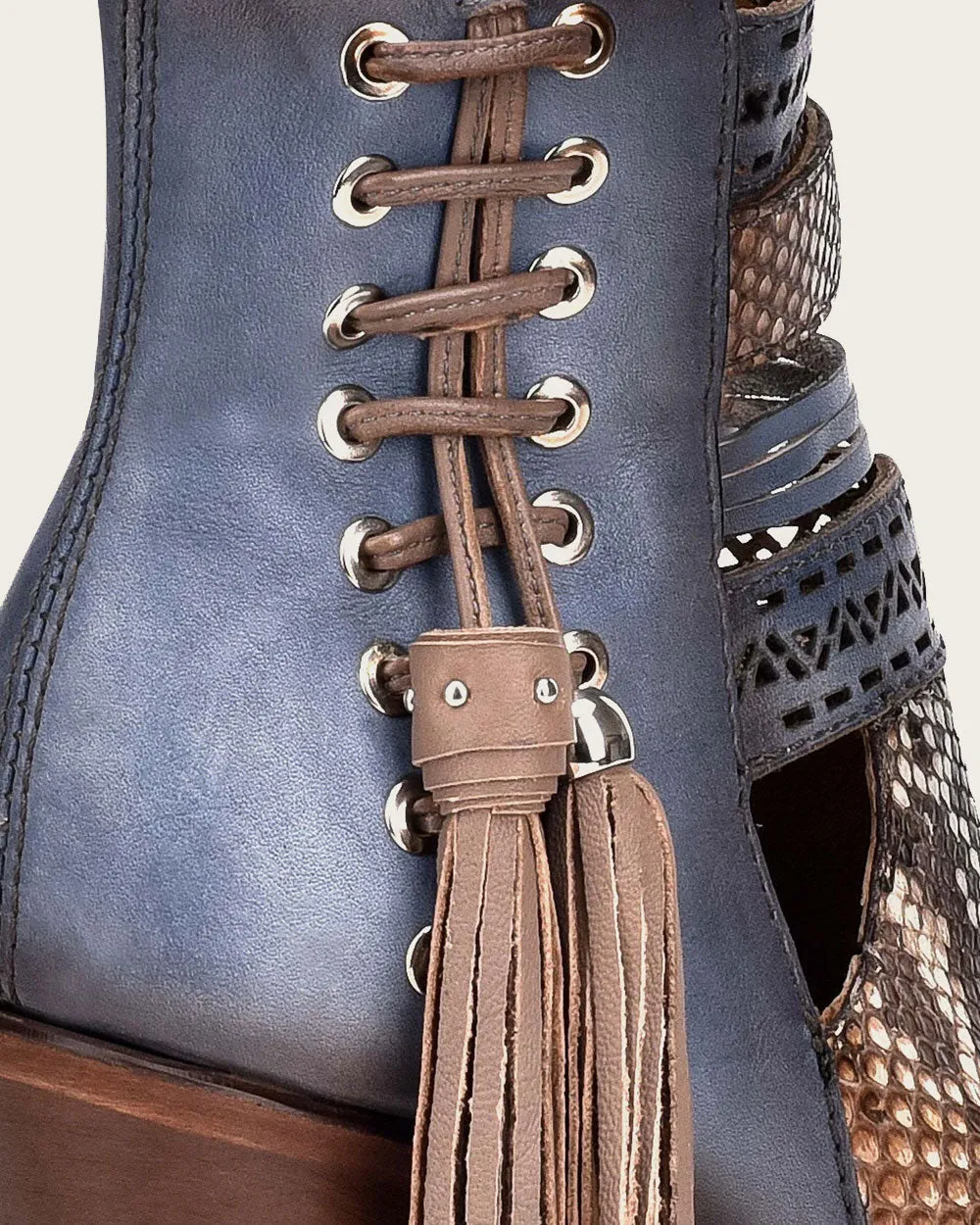 Ankle blue exotic bootie