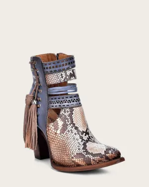 Ankle blue exotic bootie