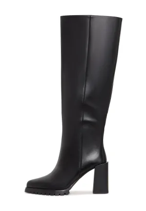 Bold Block Heel Knee-High Boots Nala - Black