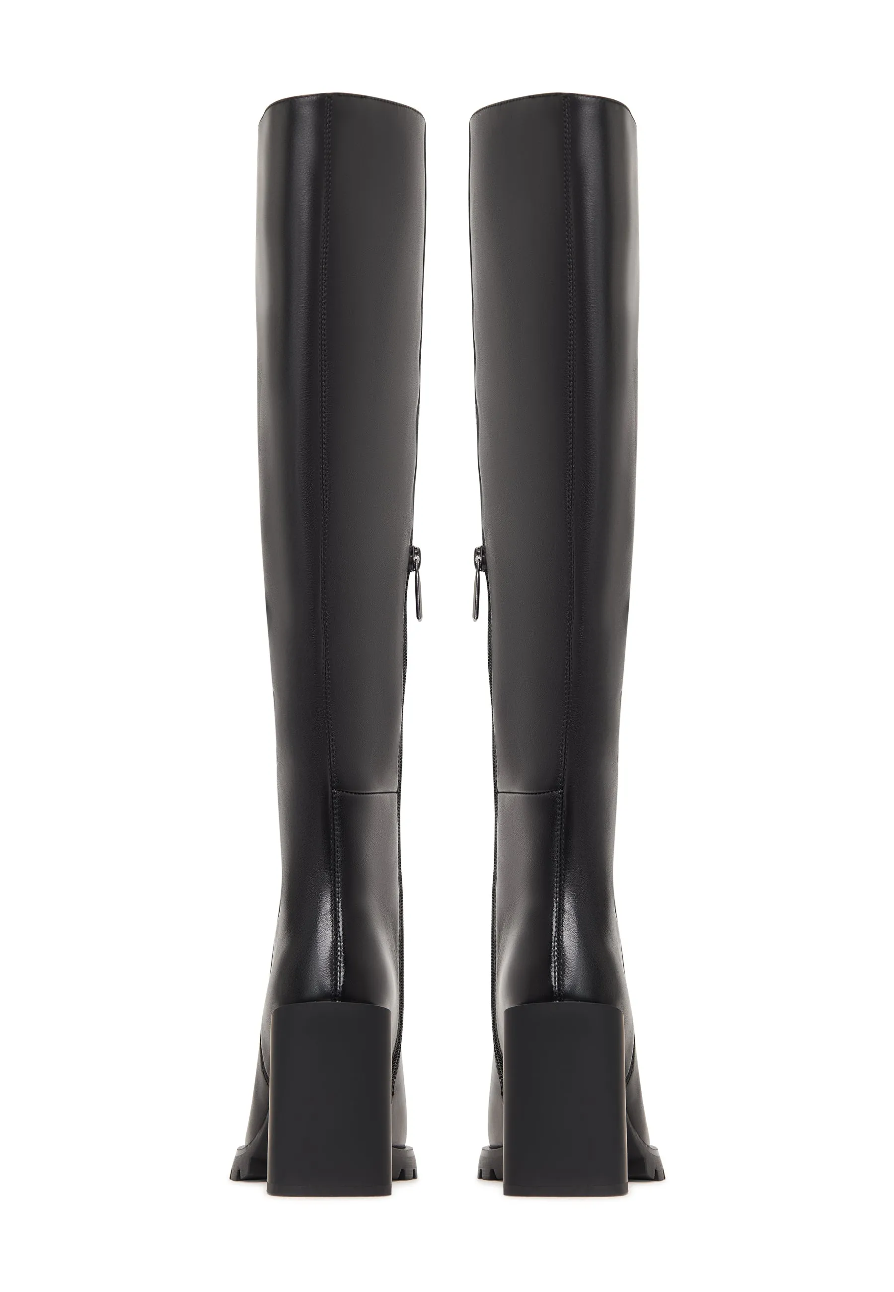 Bold Block Heel Knee-High Boots Nala - Black