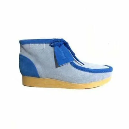 British Walkers New Castle Wallabee Boots Men's Powder and Sky Blue Suede