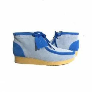 British Walkers New Castle Wallabee Boots Men's Powder and Sky Blue Suede