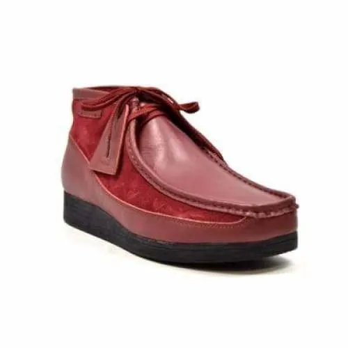 British Walkers New Castle Wallabee Boots Men's Red Leather and Suede