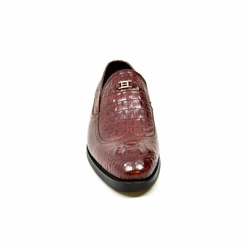 British Walkers Shiraz Men's Bordeaux Crocodile Leather Loafers