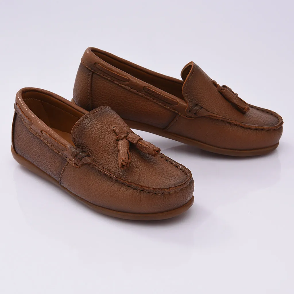 Brown Leather Tassel Loafers