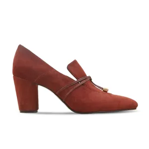 Burbank - Ladies Burgundy Kid Suede Leather Heel