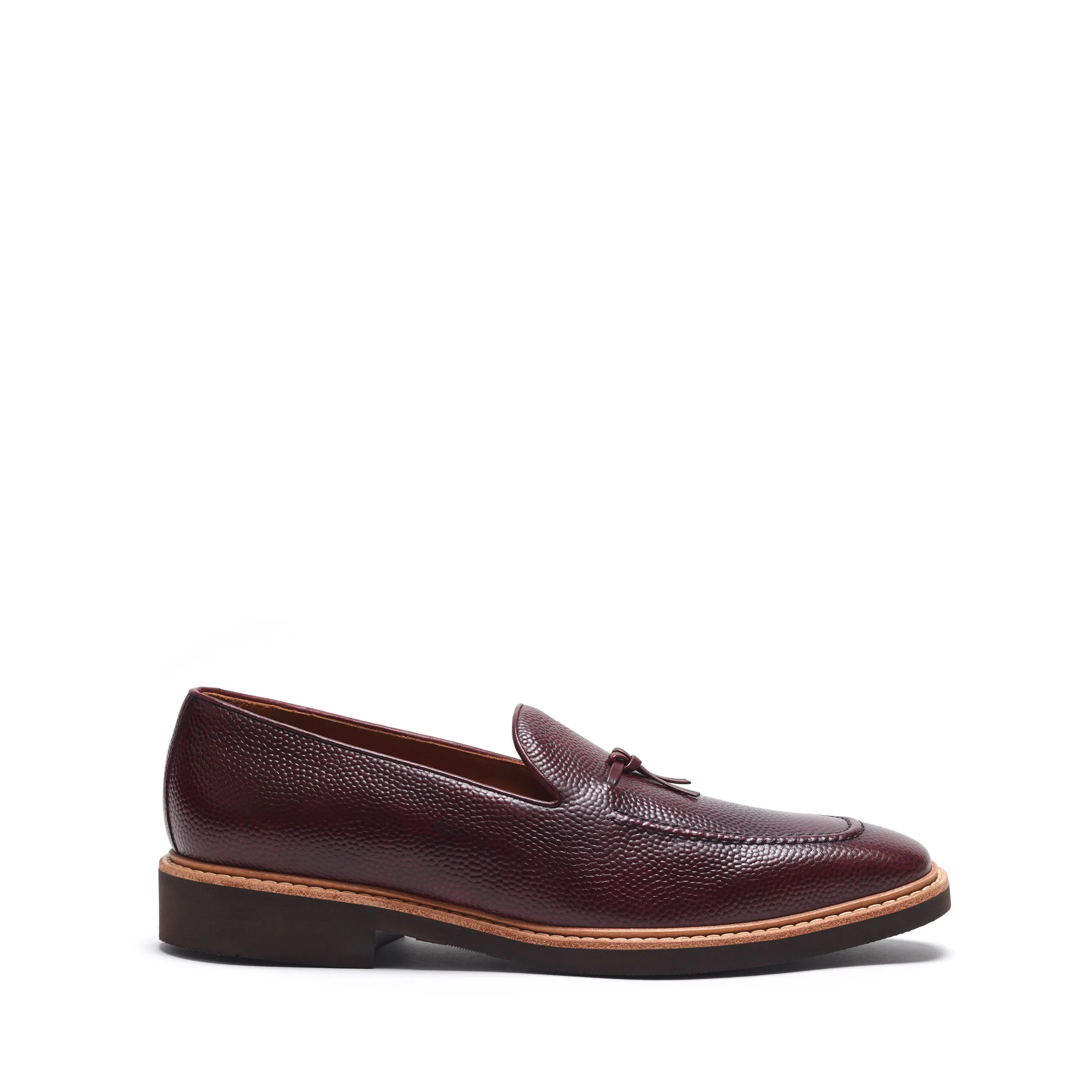 Burgundy Pebble Grain Belgian Loafer