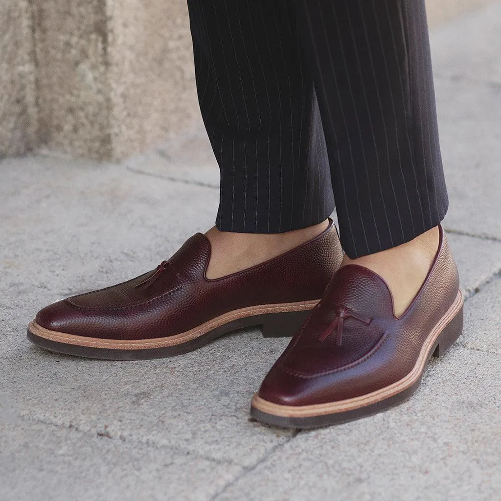 Burgundy Pebble Grain Belgian Loafer