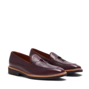 Burgundy Pebble Grain Belgian Loafer