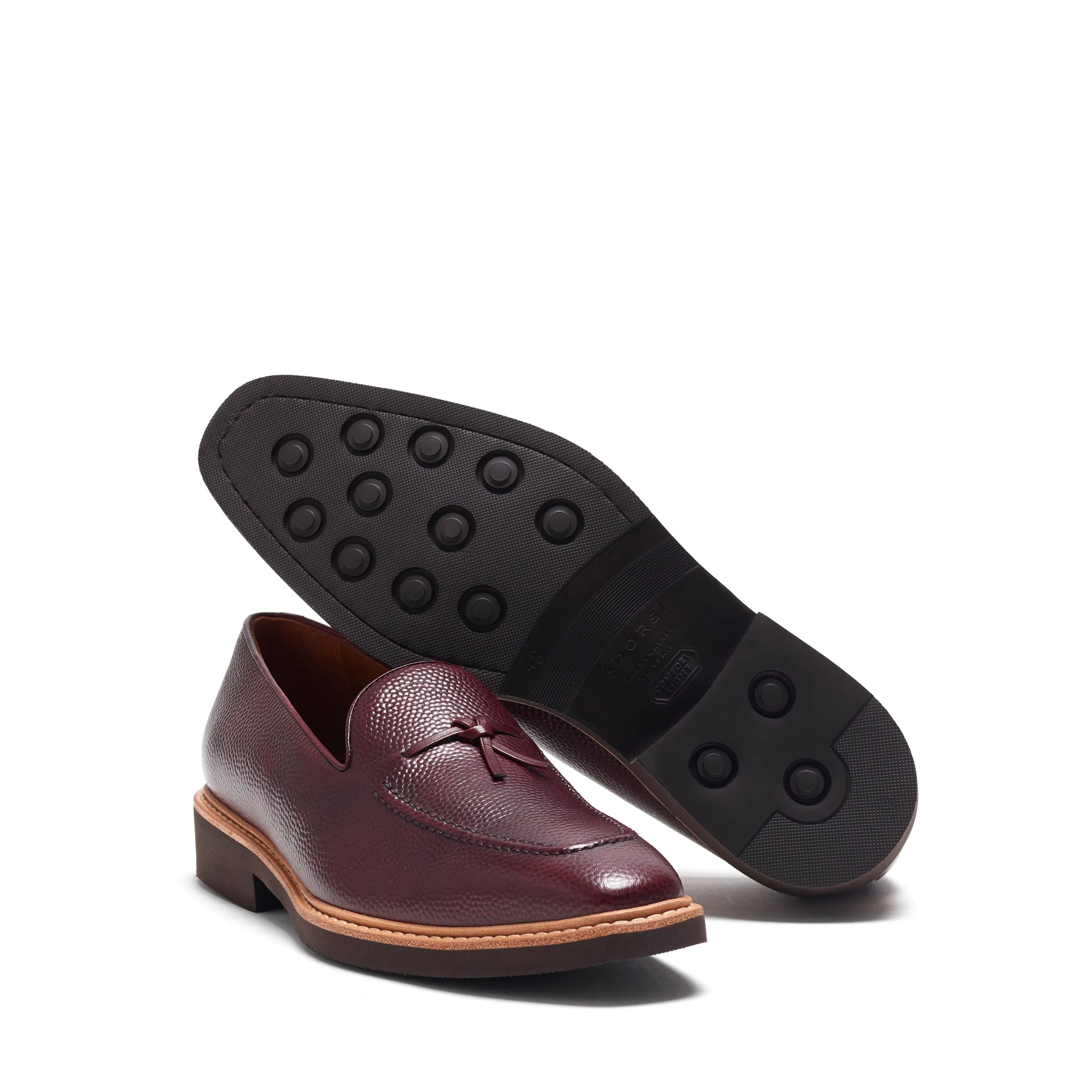 Burgundy Pebble Grain Belgian Loafer