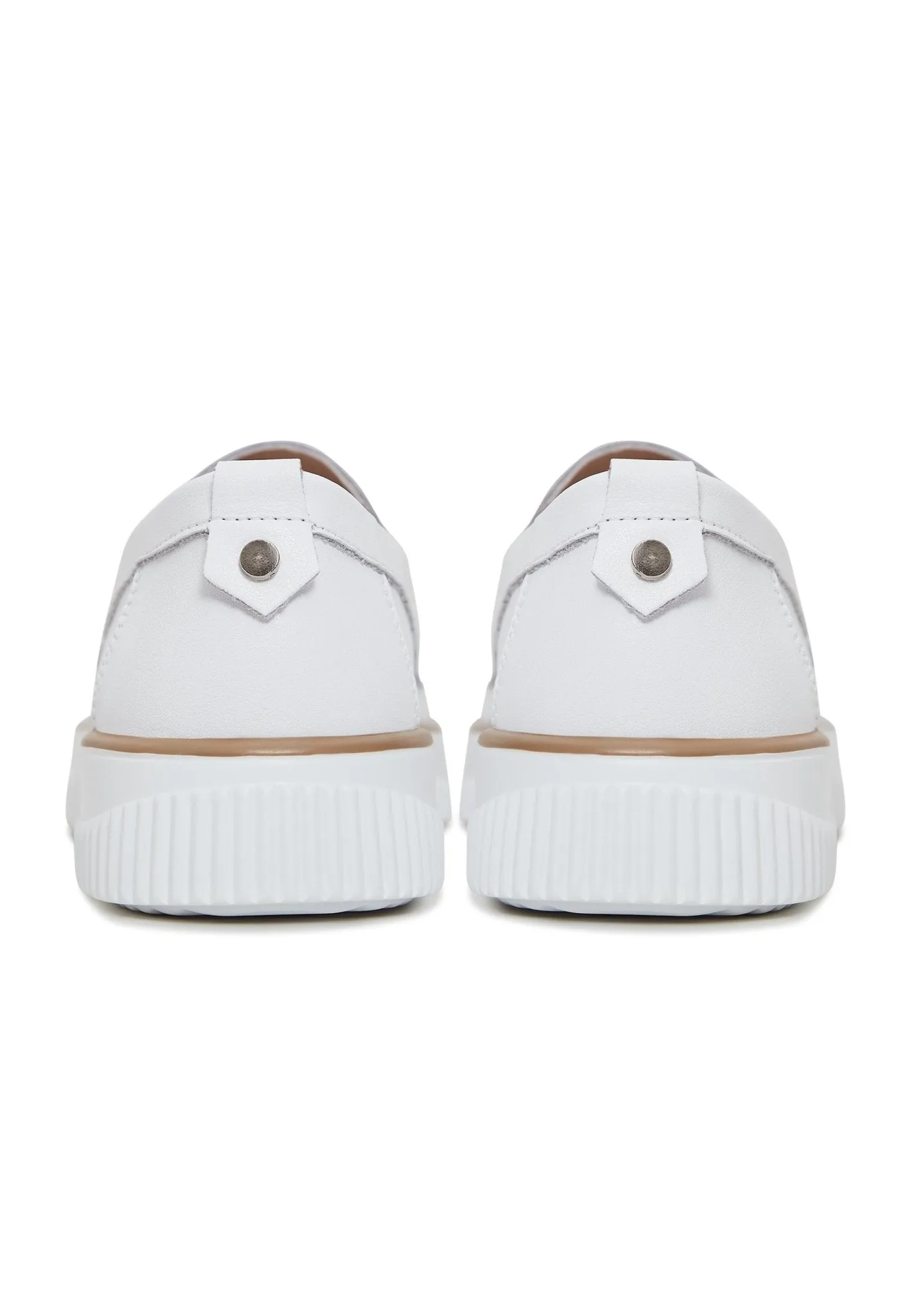 Casual Leather Platform Loafers - White