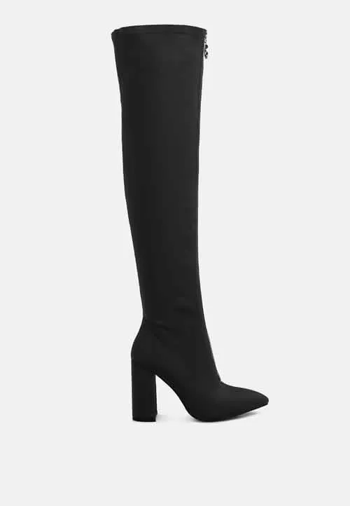 Chic Metallic Over-The-Knee Block Heel Boots