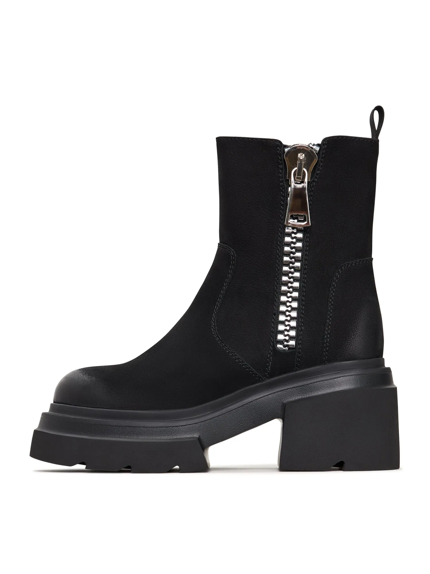 Chunky Black Zipper Boots Mia - Black