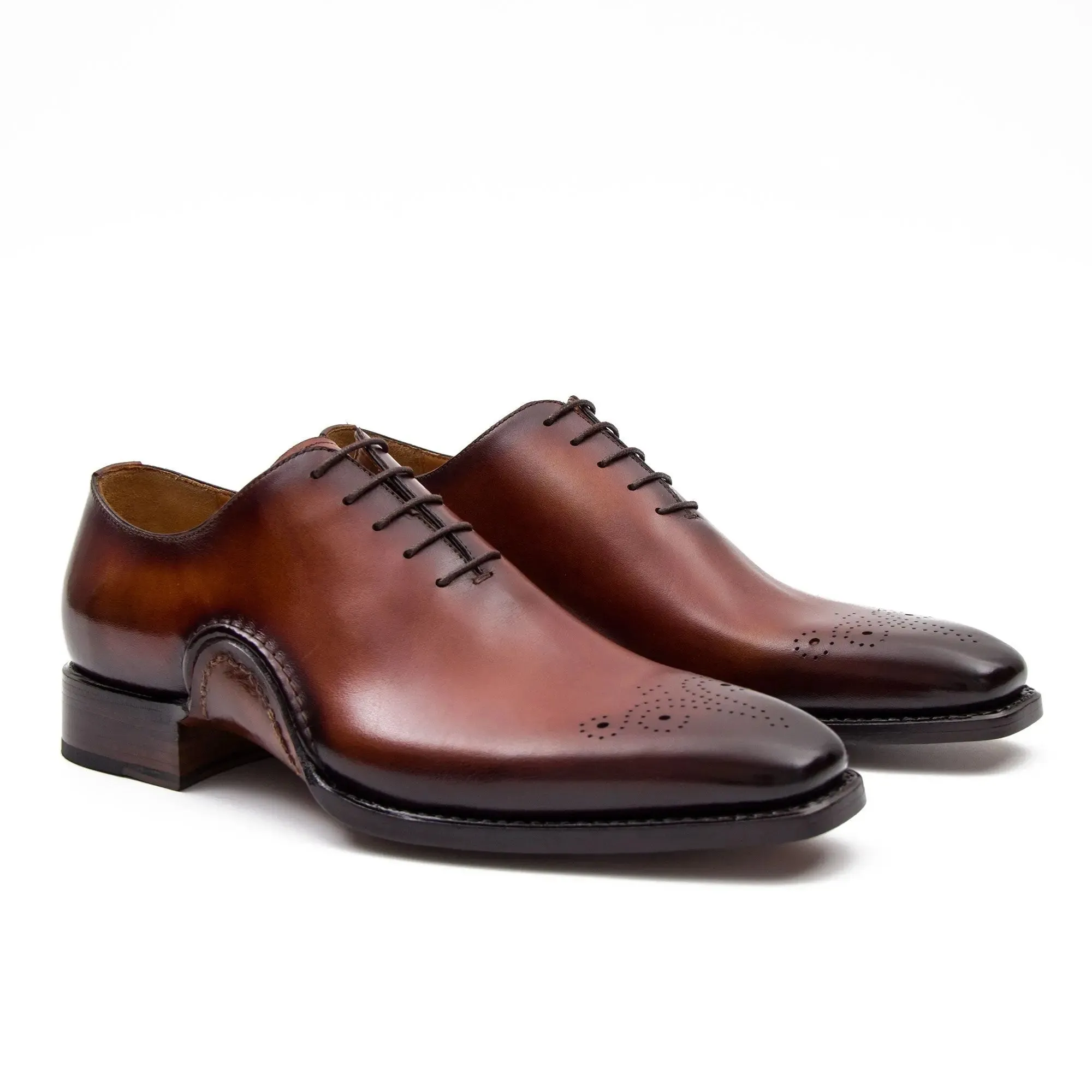 Goodyear Handmade Patina Oxford Shoes-Brown