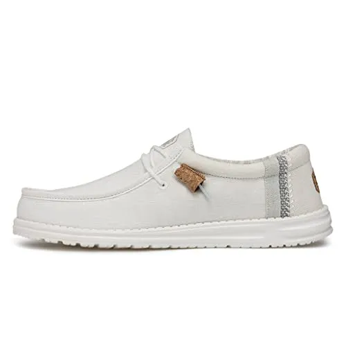 Hey Dude Men's Wally Break Stitch White Size 10| Men's Loafers | Men's Slip On Shoes | Comfortable & Light-Weight