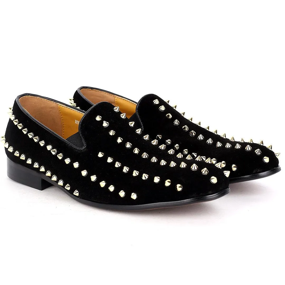 J.M Weston Exquisite Full Spike Designed Swede Shoe - Black