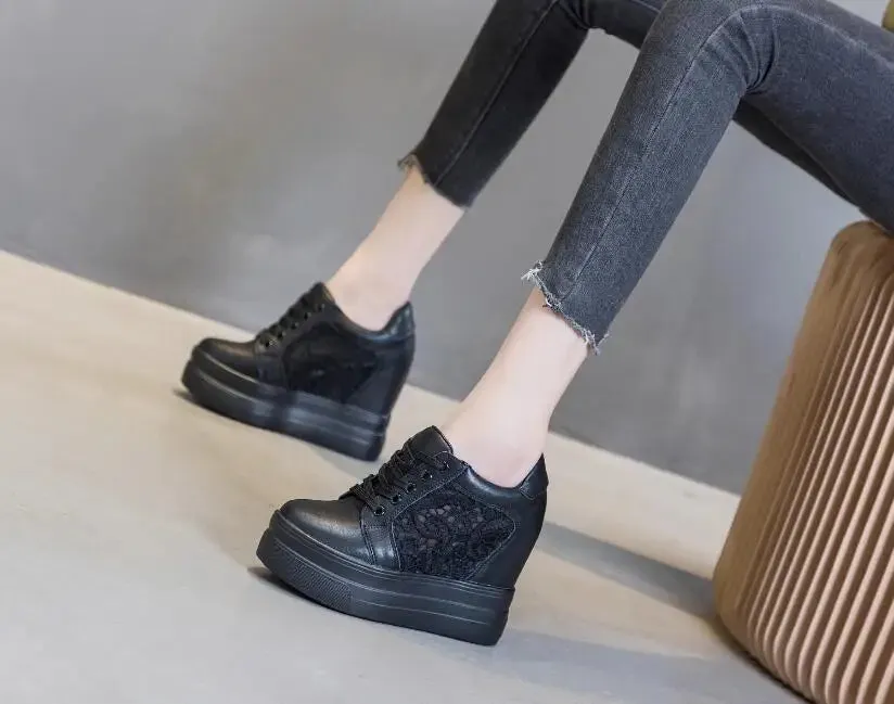 Joskaa 2024 New Black High Heel Platform Sneakers