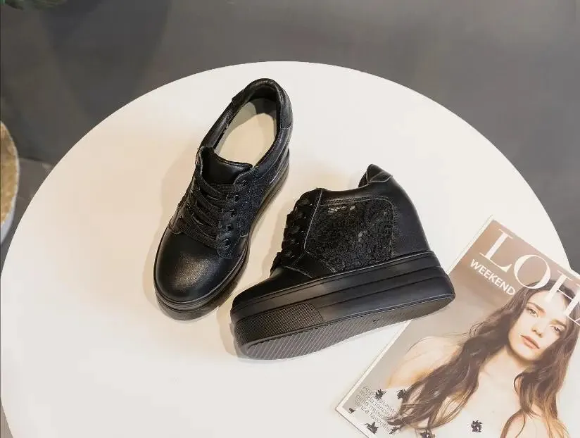 Joskaa 2024 New Black High Heel Platform Sneakers