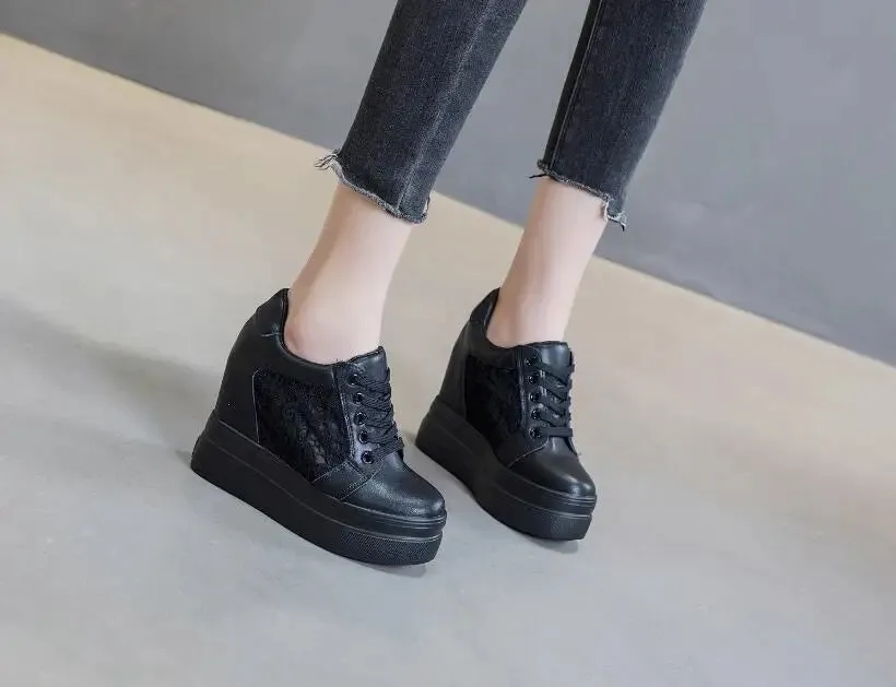 Joskaa 2024 New Black High Heel Platform Sneakers