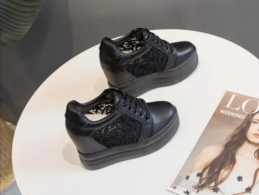 Joskaa 2024 New Black High Heel Platform Sneakers