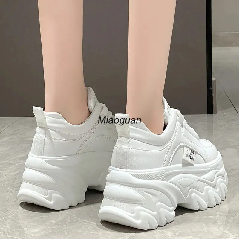 Joskaa 2024 New White Leather Sneakers Platform