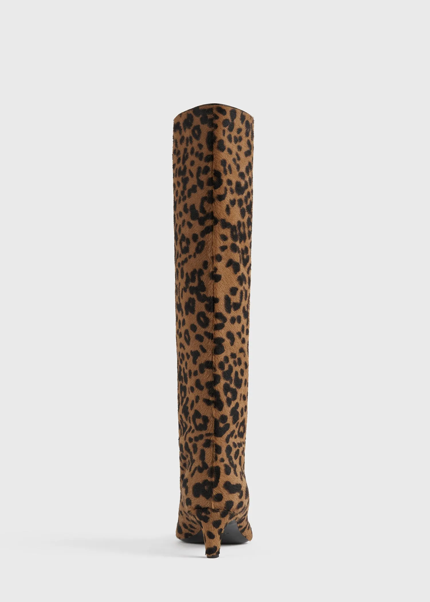 Leather wide shaft boots leopard