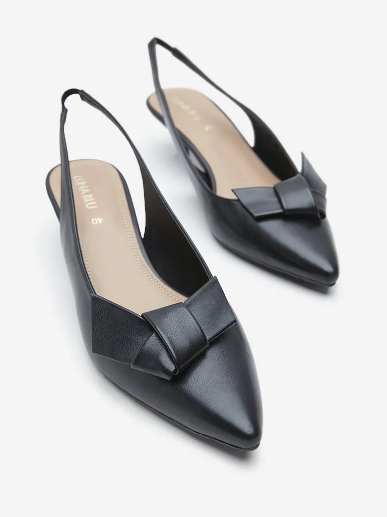 LUNA BLU Black Bow-Detailed Slingback Shoes