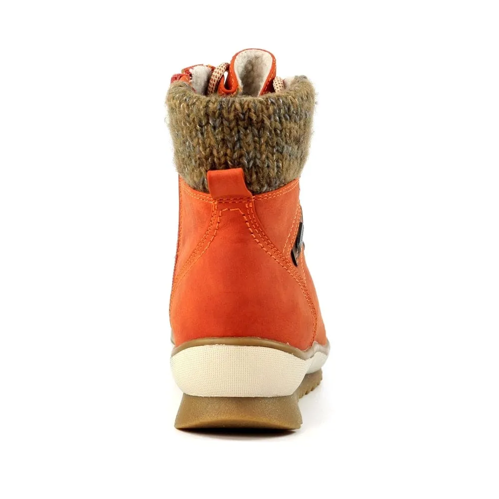 Lunar GLB150 Sycamore Ladies Orange Waterproof Zip & Lace Ankle Boots