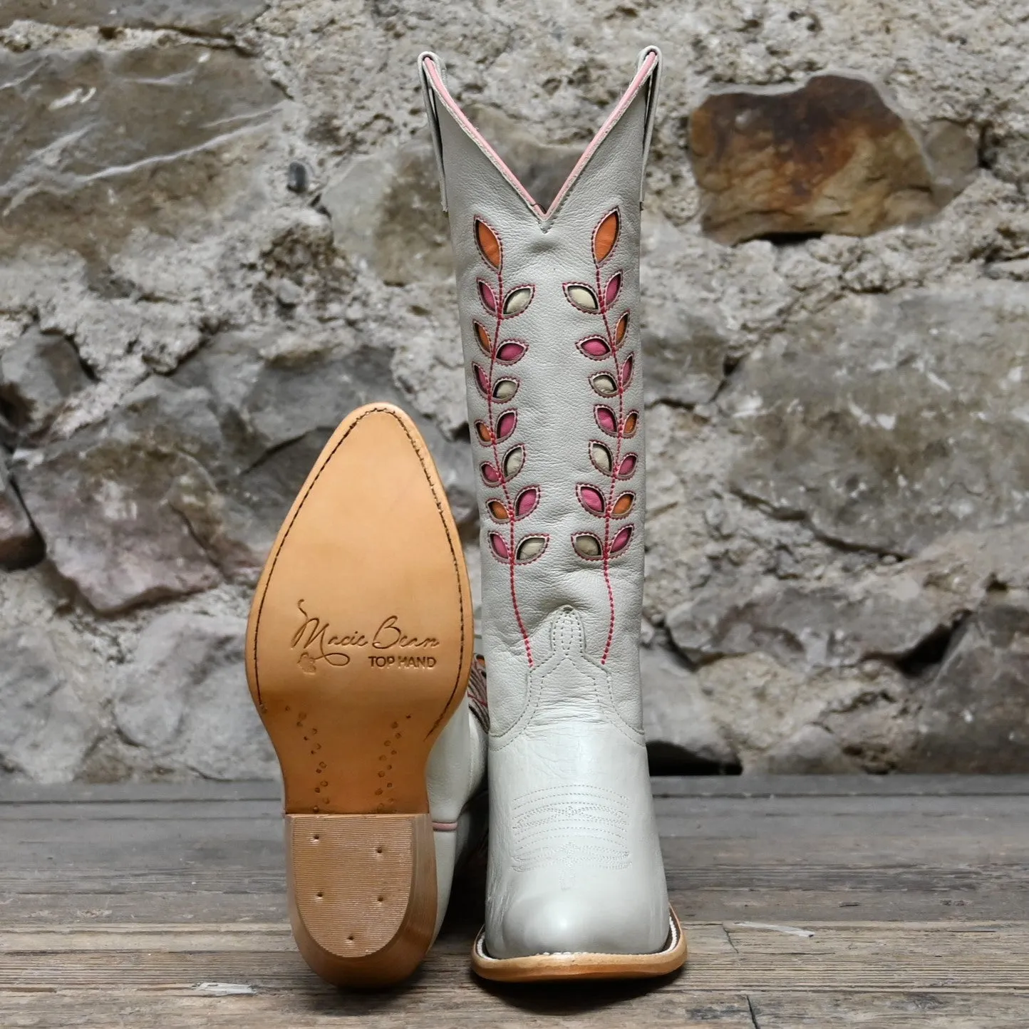 Macie Bean Ladies Boot Cream Hot Shot in Almond with Citrus Inlay