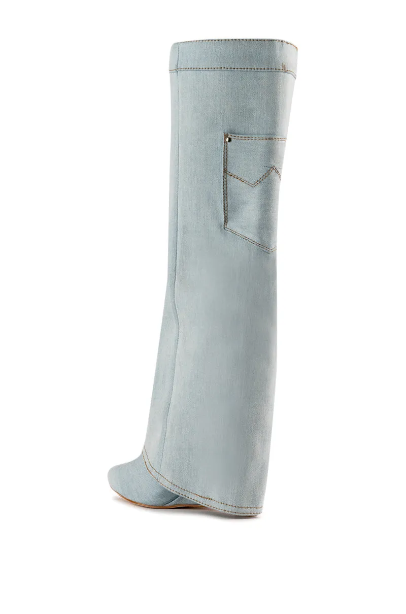 MELINA-DENIM WEDGE BOOT