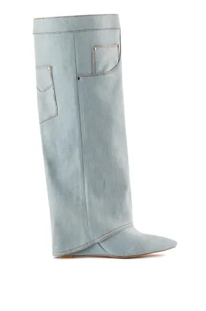 MELINA-DENIM WEDGE BOOT