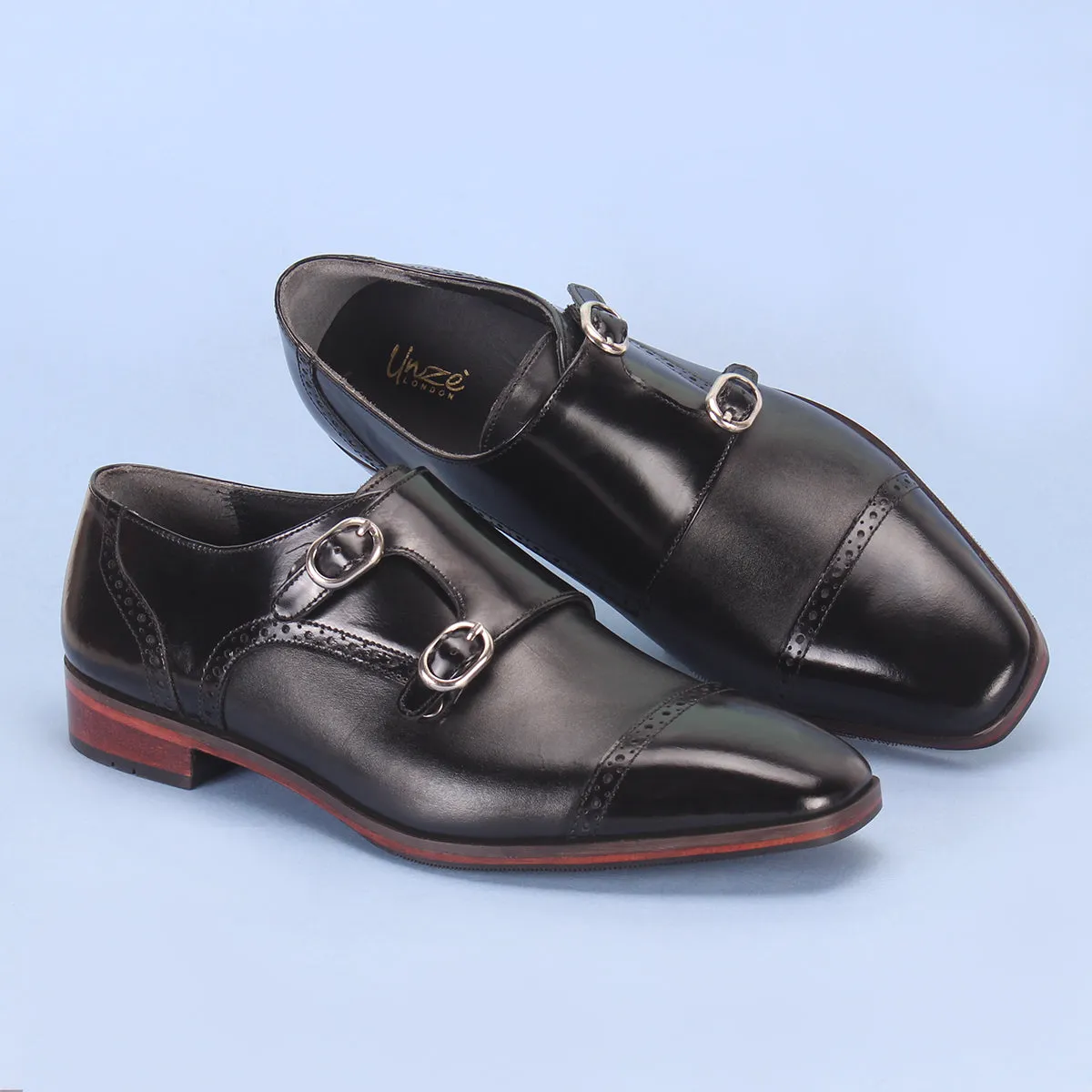 Mens "BLAISE" Double Tone Monk Strap Shoes