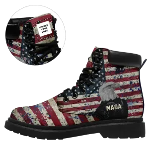 Personalized MAGA Boots,  Custom Flag, Eagle, Trump Boots, Unisex Boots,  Best Support Gift