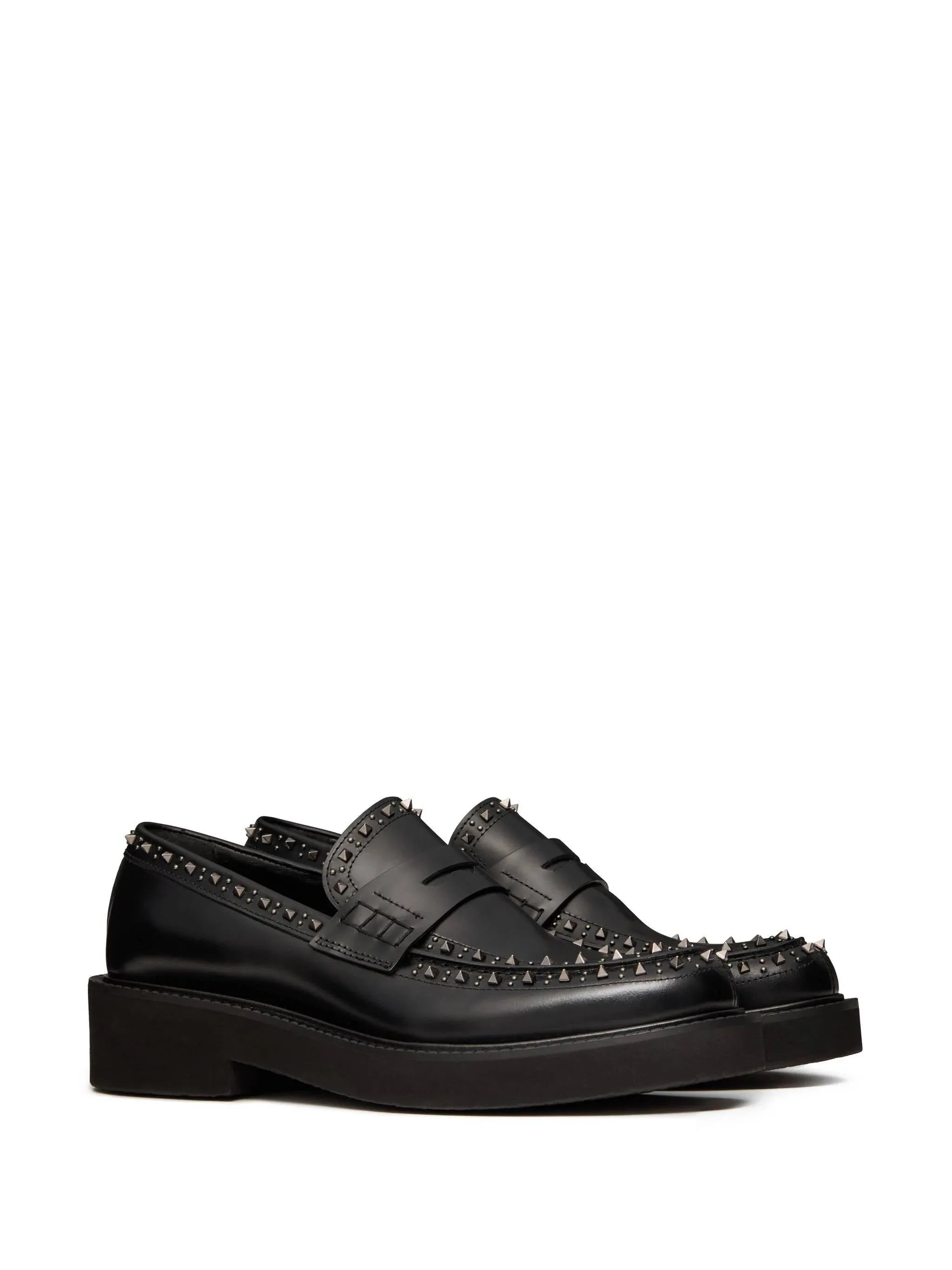 Rockstud leather loafers