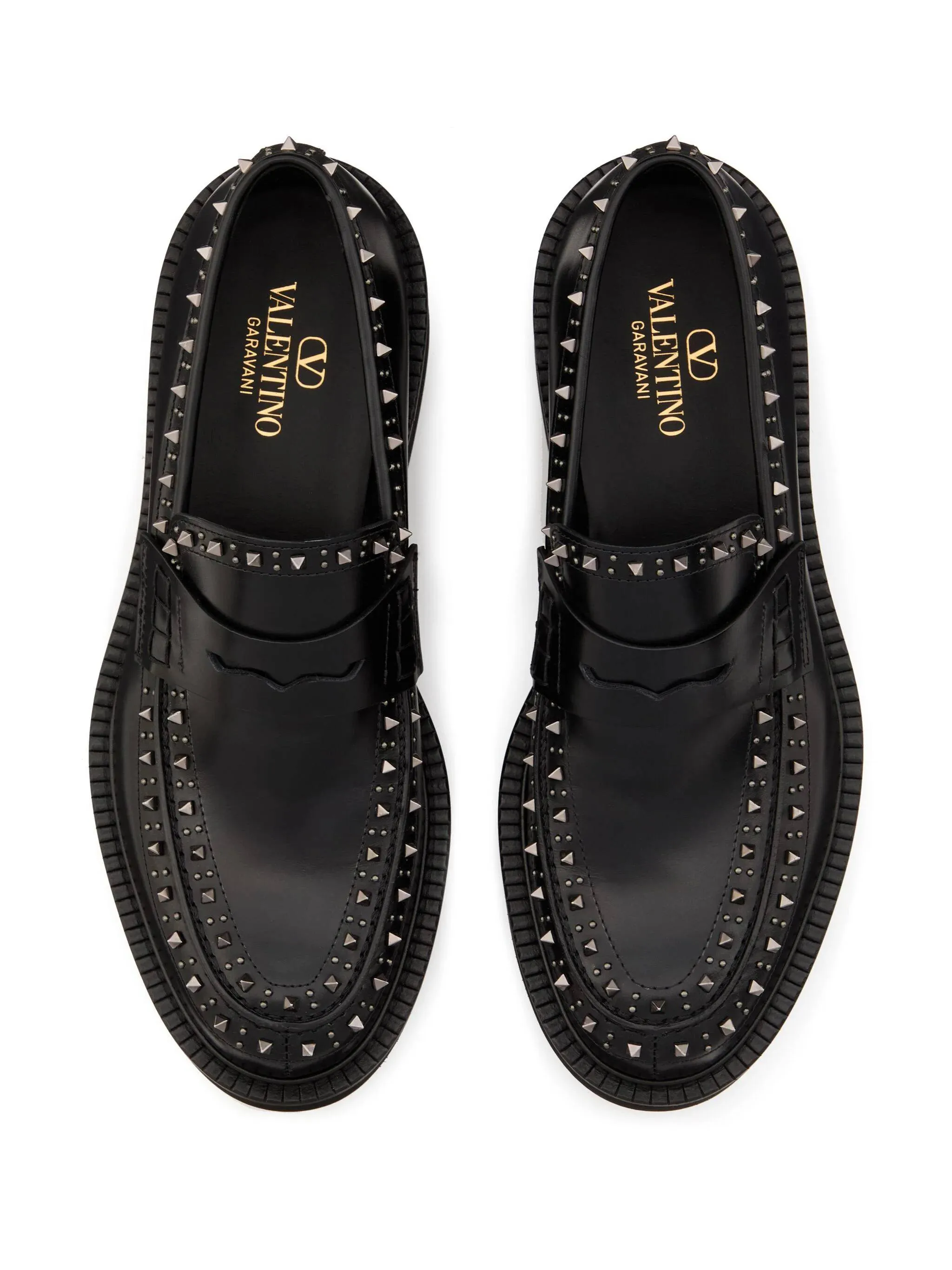 Rockstud leather loafers