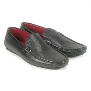 Sigotto Uomo Black Soft Leather Driving Loafer with Side V