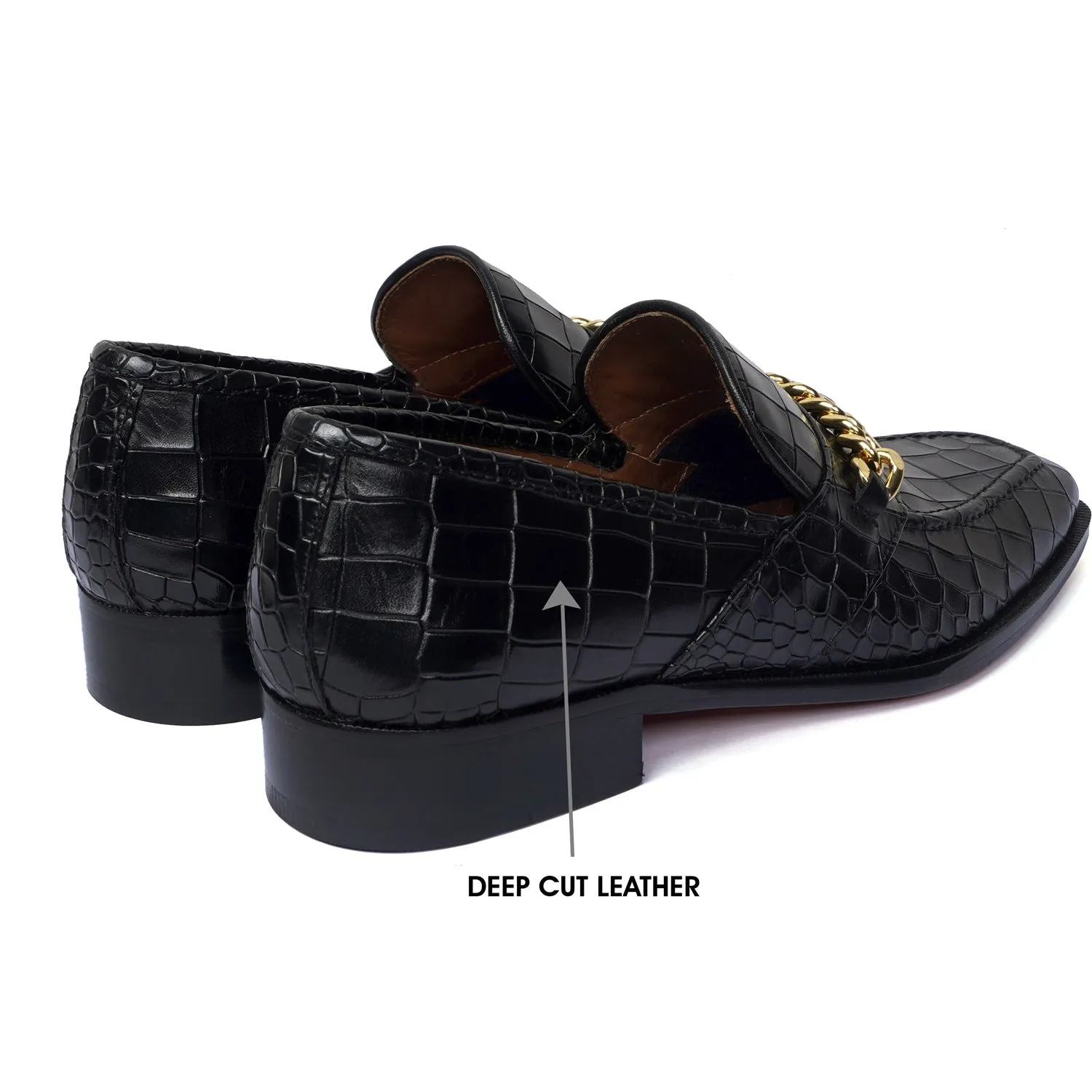 Sleek Italian Men's Loafer with chain detailing