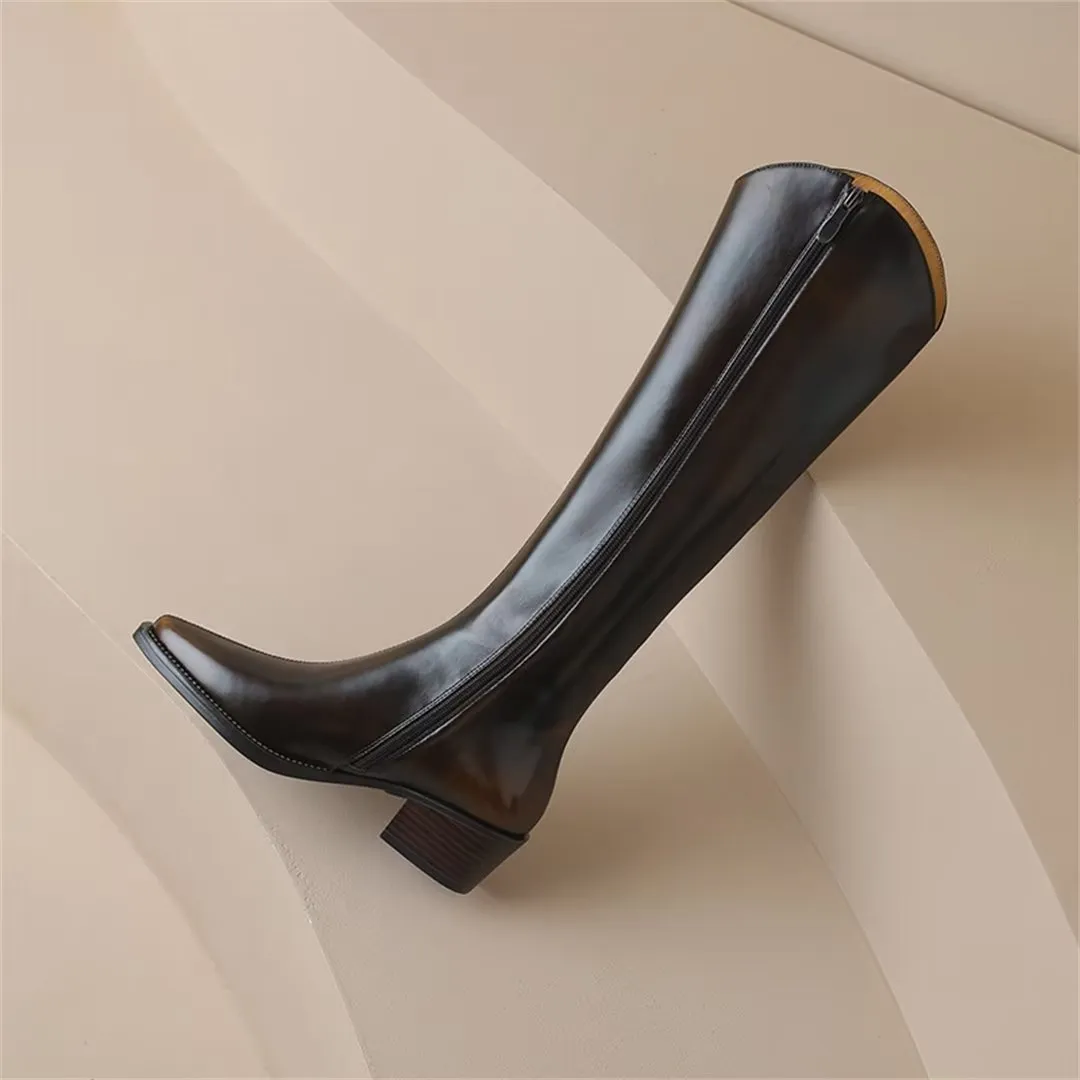 Sleek Long Leather Fashion Boots