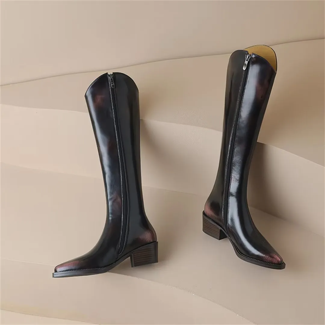 Sleek Long Leather Fashion Boots