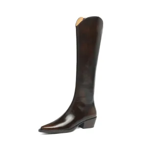 Sleek Long Leather Fashion Boots