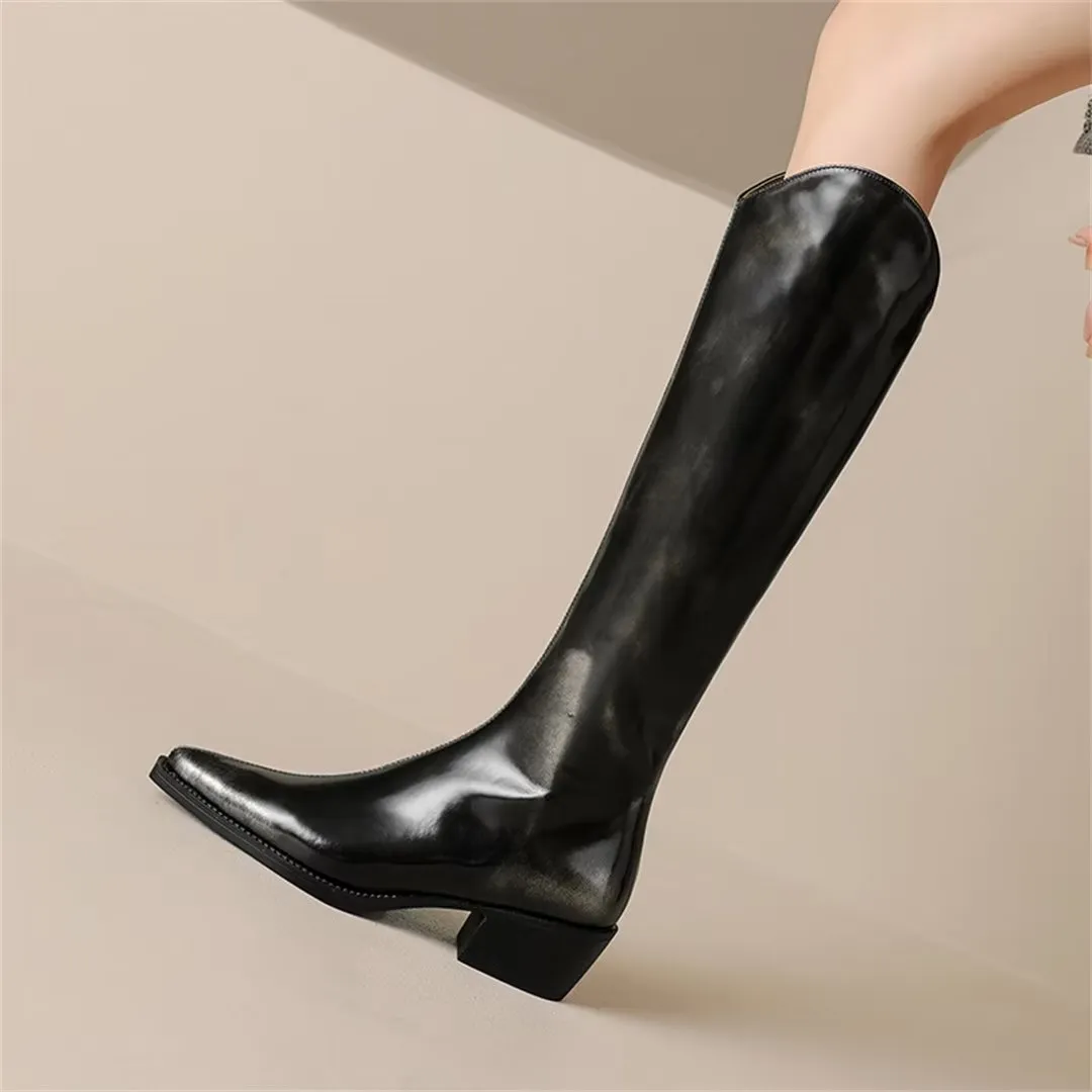 Sleek Long Leather Fashion Boots