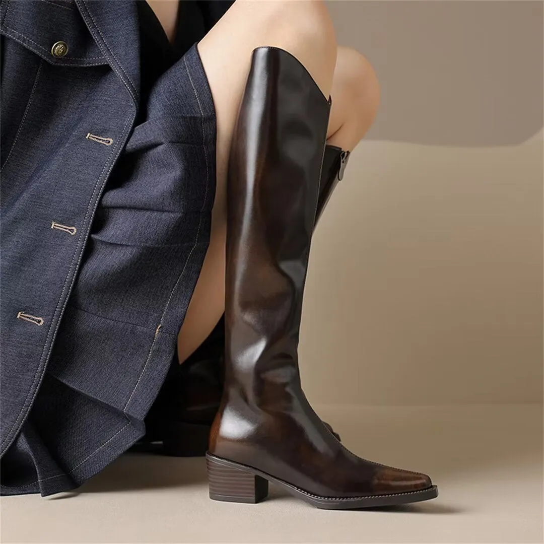 Sleek Long Leather Fashion Boots