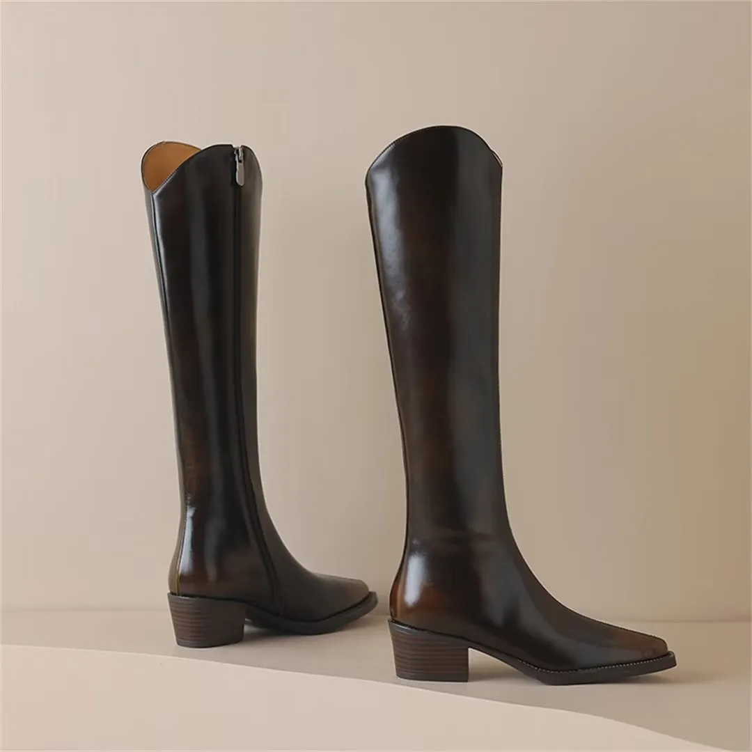 Sleek Long Leather Fashion Boots