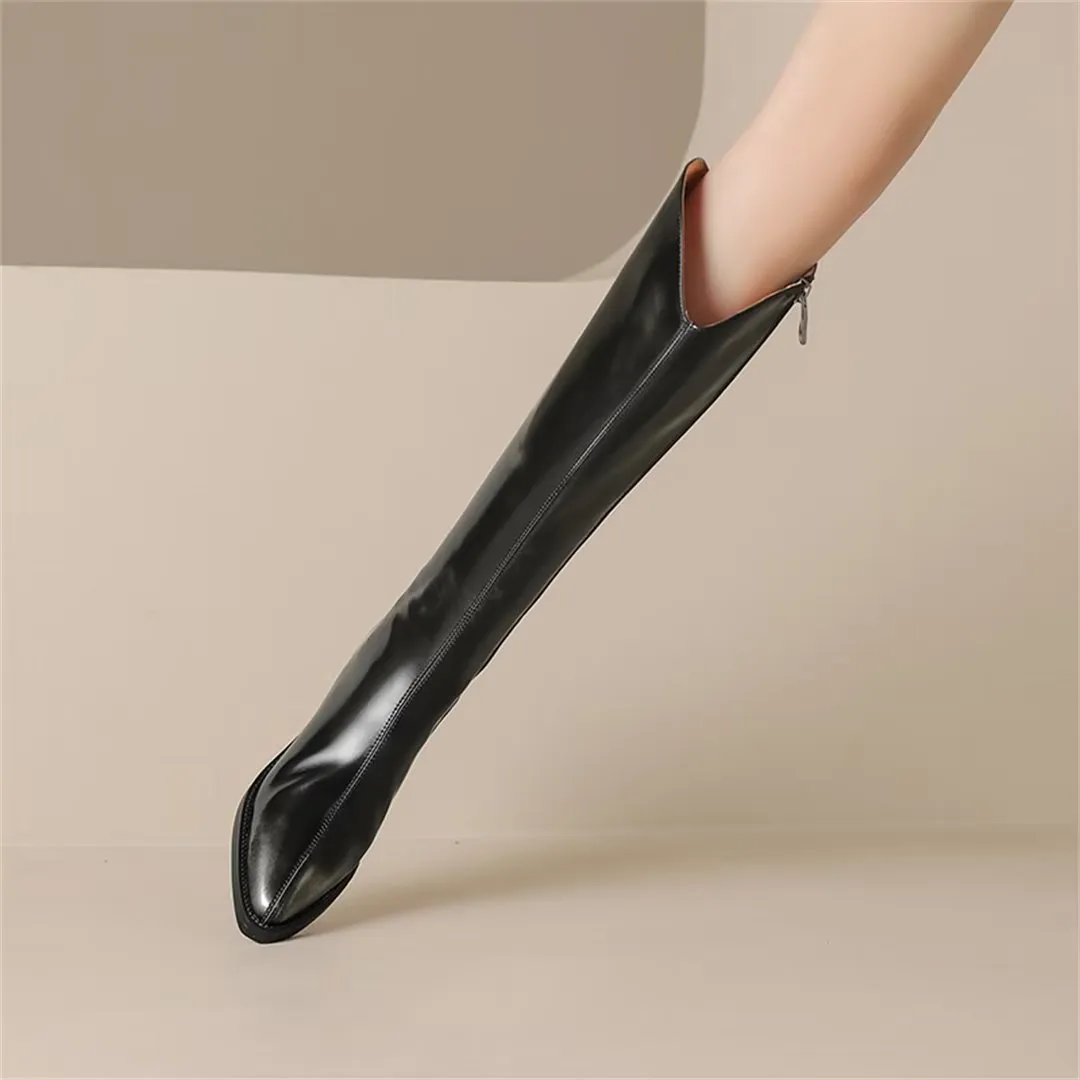 Sleek Long Leather Fashion Boots