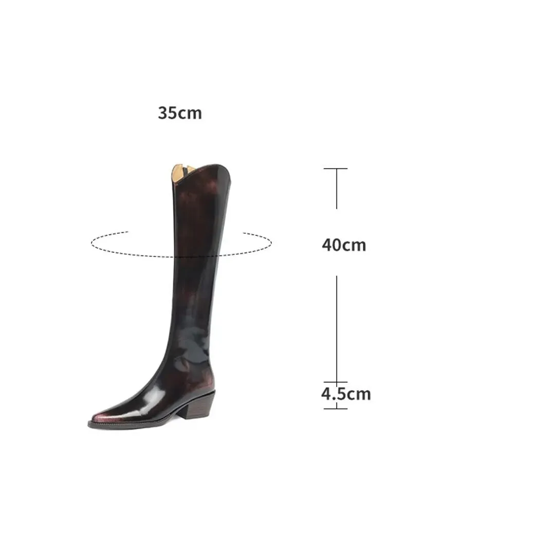 Sleek Long Leather Fashion Boots